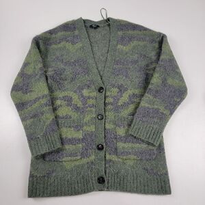 Rails Runi Green Camo Button Up Cardigan Womens sz Small Boho Alpaca